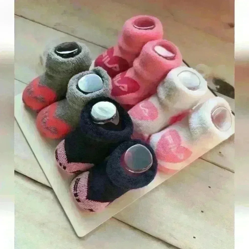 Baby Booties Socks Hearts 4 Pack Pink White Gray Black Girls Size 18-24 Months